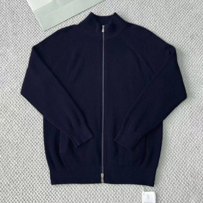 NIGO Brunello Cucinelli Men's Fall/Winter Fashion Casual Solid Color High Neck Double Zip Knit Cardigan #nigo79221
