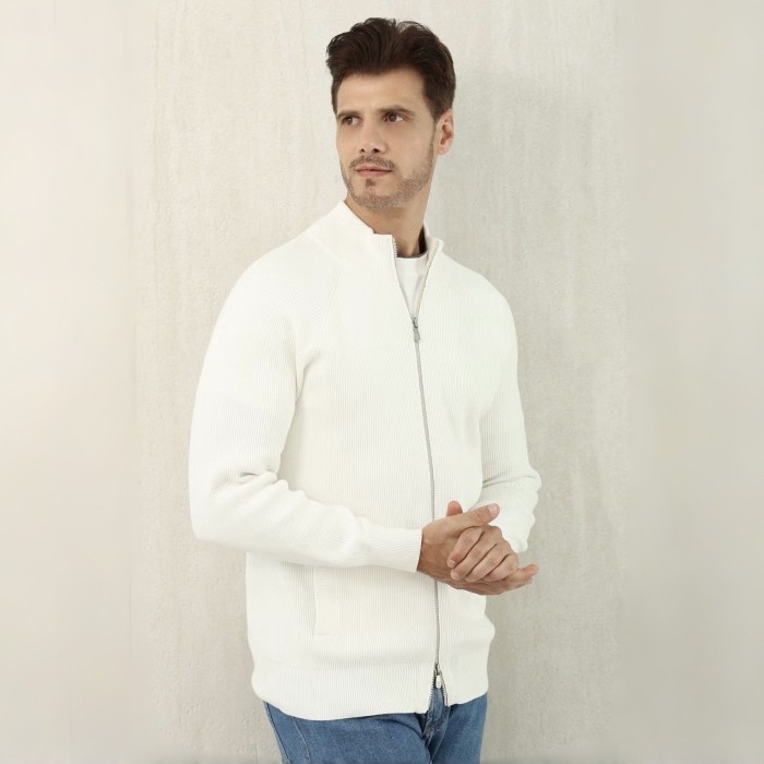 NIGO Brunello Cucinelli Men's Fall/Winter Fashion Casual Solid Color High Neck Double Zip Knit Cardigan #nigo79221