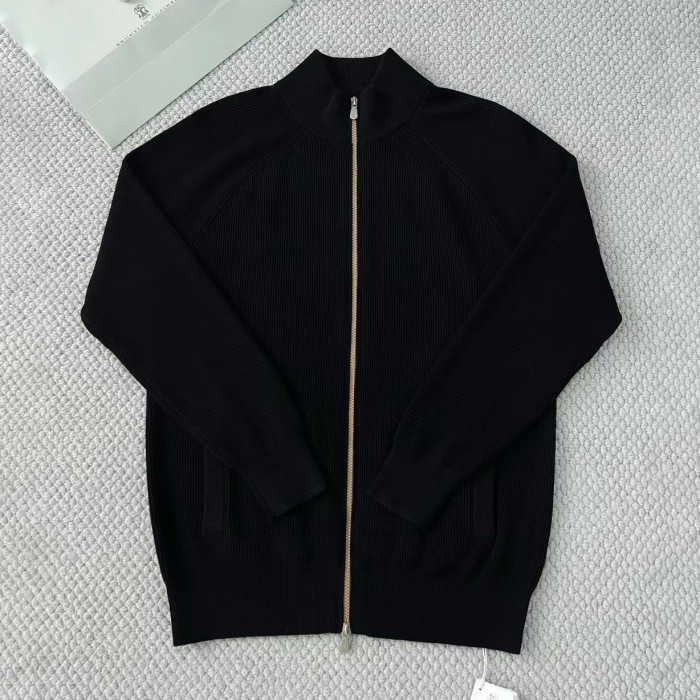 NIGO Brunello Cucinelli Men's Fall/Winter Fashion Casual Solid Color High Neck Double Zip Knit Cardigan #nigo79221