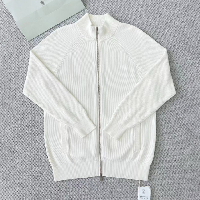 NIGO Brunello Cucinelli Men's Fall/Winter Fashion Casual Solid Color High Neck Double Zip Knit Cardigan #nigo79221