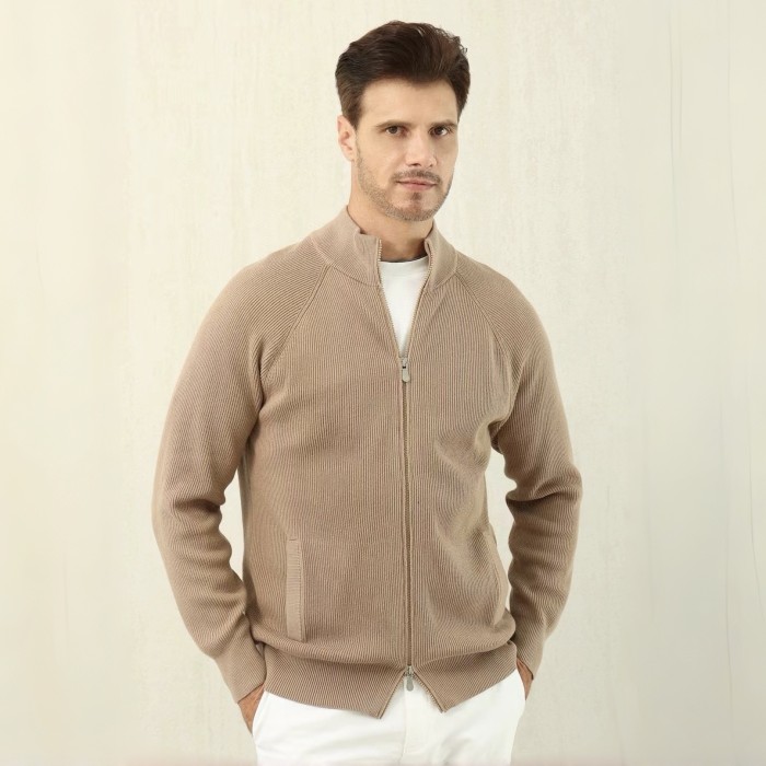 NIGO Brunello Cucinelli Men's Fall/Winter Fashion Casual Solid Color High Neck Double Zip Knit Cardigan #nigo79221