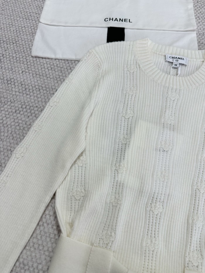 NIGO Chanel Women's Spring/Fall Casual Lightweight Solid Color Crew Neck Cashmere Tie Front Pullover Sweater #nigo79231