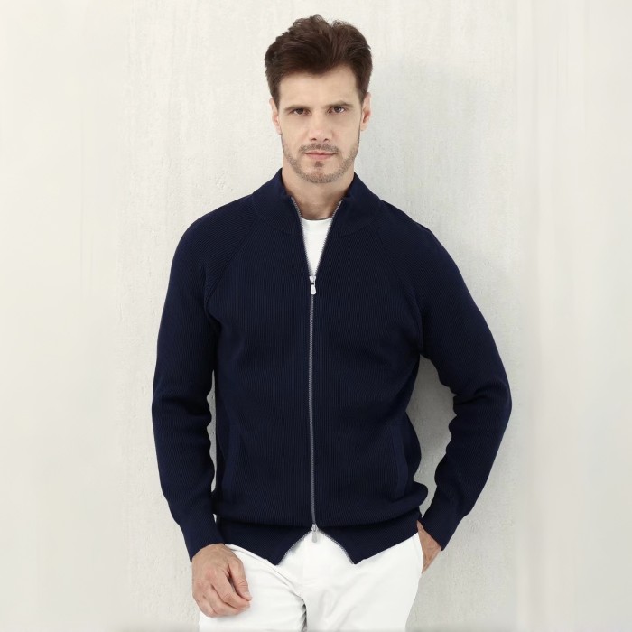 NIGO Brunello Cucinelli Men's Fall/Winter Fashion Casual Solid Color High Neck Double Zip Knit Cardigan #nigo79221