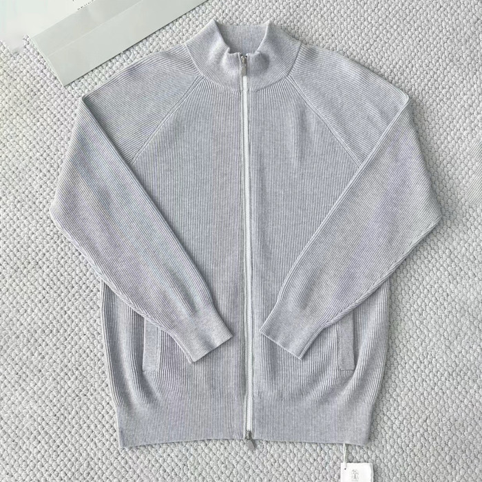 NIGO Brunello Cucinelli Men's Fall/Winter Fashion Casual Solid Color High Neck Double Zip Knit Cardigan #nigo79221