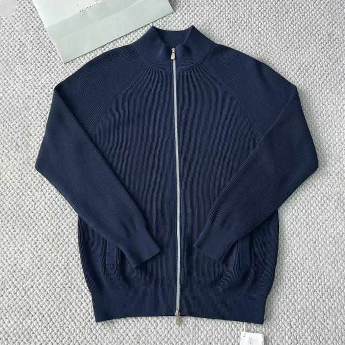 NIGO Brunello Cucinelli Men's Fall/Winter Fashion Casual Solid Color High Neck Double Zip Knit Cardigan #nigo79221