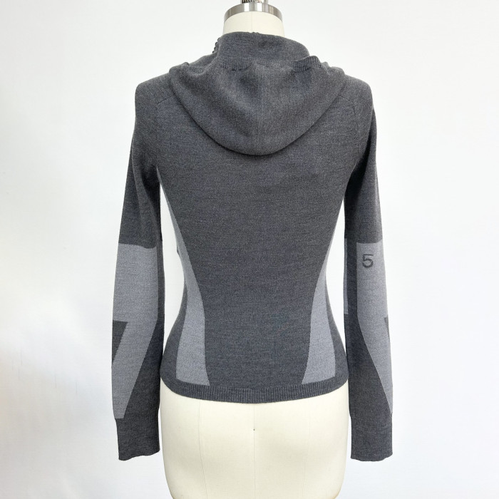 NIGO Chanel Women's Spring/fall Fashion Casual Color Block Hooded Pullover Half Zip Knit Sweater #nigo79229