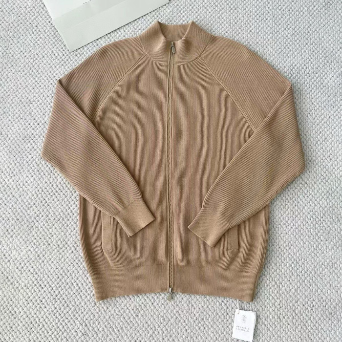 NIGO Brunello Cucinelli Men's Fall/Winter Fashion Casual Solid Color High Neck Double Zip Knit Cardigan #nigo79221