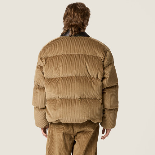 NIGO MiuMiu Women's Winter Fashion Casual Lapel Zipper Embroidered Corduroy Drawstring Hem Zipper Closure Down Coat Jacket #nigo79244