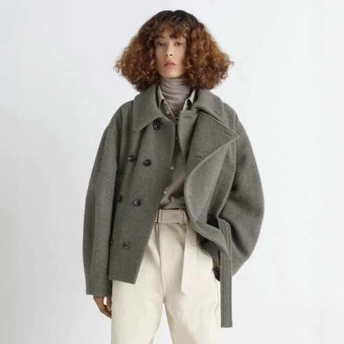 NIGO Lemaire Women's Fall And Winter Gray Lapel Short Large Fashion Trend Elegant Double-breasted Belt Temperament Jacket Ngvp #nigo2625