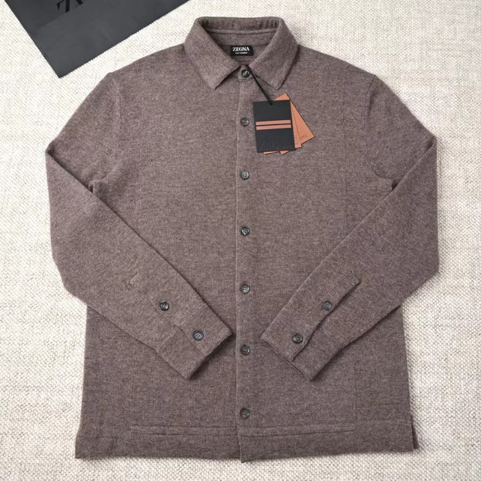 NIGO Ermenegildo Zegna Men's Spring, Summer, Autumn Cashmere Silk Lapel Long Sleeved Single Breasted Solid Color Shirt Ngvp #nigo2564