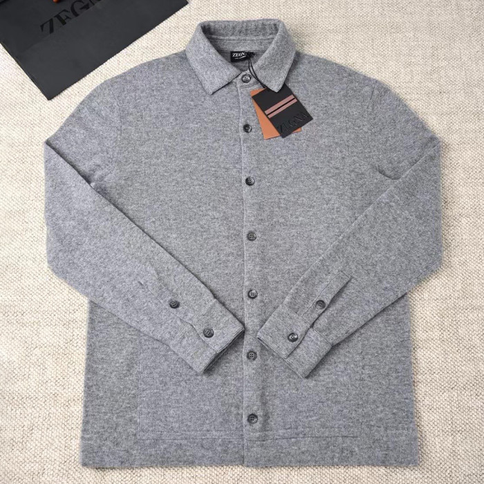 NIGO Ermenegildo Zegna Men's Spring, Summer, Autumn Cashmere Silk Lapel Long Sleeved Single Breasted Solid Color Shirt Ngvp #nigo2564
