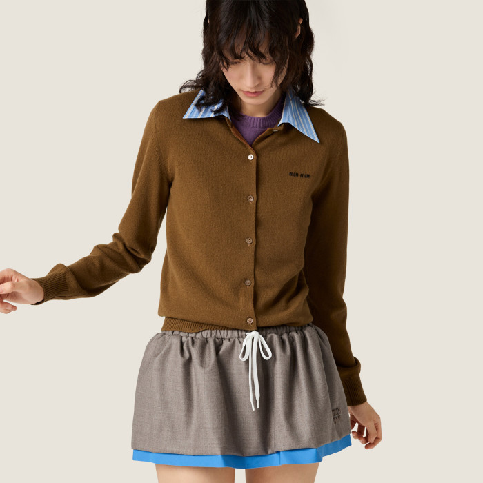 NIGO MiuMiu Women's Fall/Winter Fashion Classic Solid Color Lapel Single Breasted Solid Color Knit Long Sleeve Cardigan #nigo79241