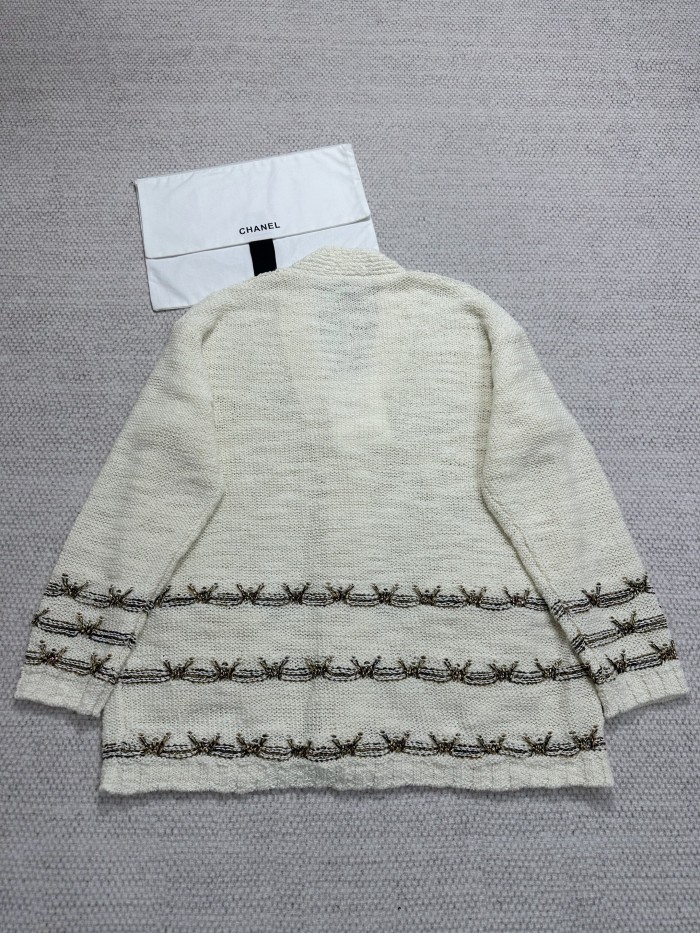 NIGO Chanel Women's Spring/Fall Vintage V-Neck Single-Breasted Gold-Thread Knit Wool-Blend Cardigan Ngvp #nigo2562