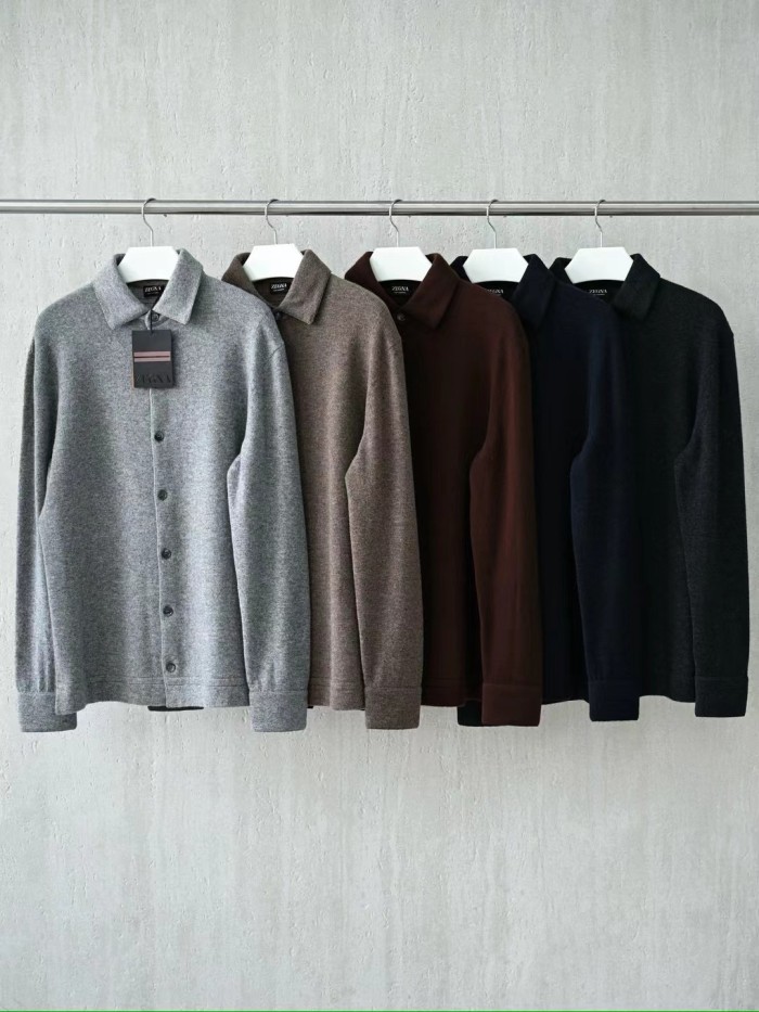 NIGO Ermenegildo Zegna Men's Spring, Summer, Autumn Cashmere Silk Lapel Long Sleeved Single Breasted Solid Color Shirt Ngvp #nigo2564