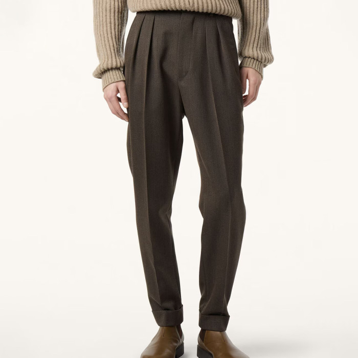 NIGO Loro Piana Men's Stafford Mid-Rise Straight-Leg Wool Solid-Color All-Season Casual Pants Ngvp #nigo2563