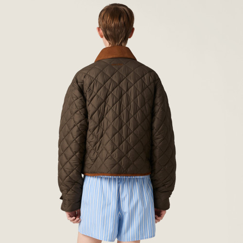 NIGO MiuMiu Women's Fall/Winter Fashion Casual Lapel Single Breasted Short Diamond Checked Loose Cotton Jacket #nigo79245