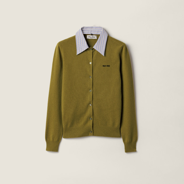NIGO MiuMiu Women's Fall/Winter Fashion Classic Solid Color Lapel Single Breasted Solid Color Knit Long Sleeve Cardigan #nigo79241