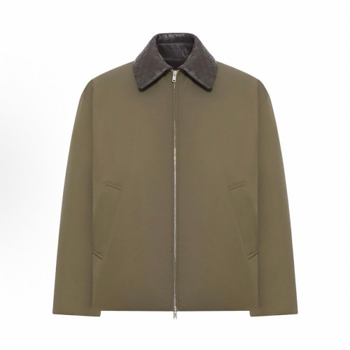 NIGO Bottega Veneta Men's Spring/Fall Knit Leather Collar Two-Way Zipper Technical Fabric Solid Color Long Down Jacket Ngvp #nigo2568