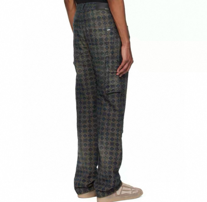 NIGO Amiri Men's All-Over Jacquard Denim Pants Four-Season Patchwork Solid-Color Cotton Straight-Leg Trousers Ngvp #nigo2575