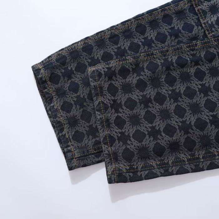 NIGO Amiri Men's All-Over Jacquard Denim Pants Four-Season Patchwork Solid-Color Cotton Straight-Leg Trousers Ngvp #nigo2575
