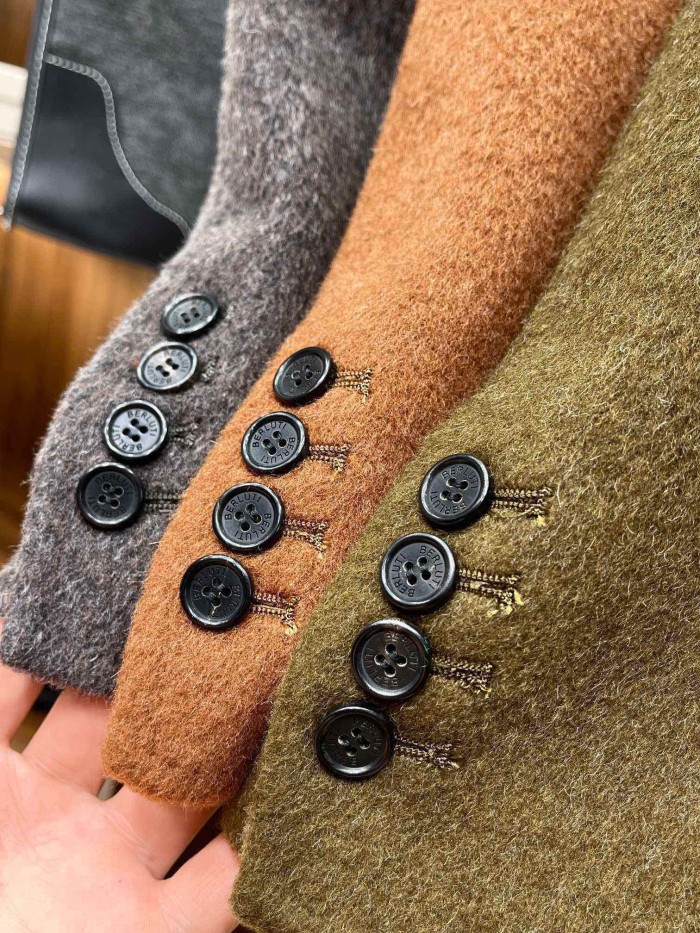 NIGO Berluti Men's Fall/Winter Vintage Two-Tone Reversible Wool Blend with Sheepskin Panels Mid-Length Solid Color Long-Sleeve Coat Jacket Ngvp #nigo2579