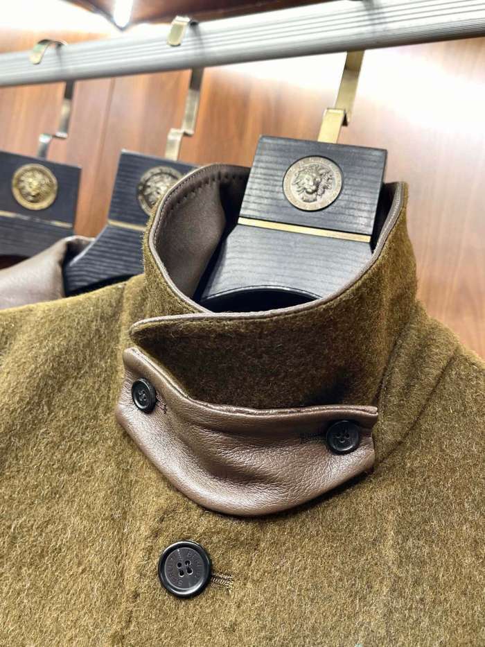 NIGO Berluti Men's Fall/Winter Vintage Two-Tone Reversible Wool Blend with Sheepskin Panels Mid-Length Solid Color Long-Sleeve Coat Jacket Ngvp #nigo2579