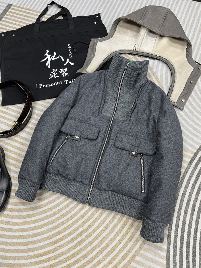 NIGO Hermes Men's Spring/Fall Patchwork Leather-Fur Collar Cashmere Casual Solid-Color Hooded Jacket Ngvp #nigo2572