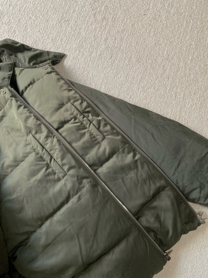 NIGO Bottega Veneta Men's Spring/Fall Knit Leather Collar Two-Way Zipper Technical Fabric Solid Color Long Down Jacket Ngvp #nigo2568