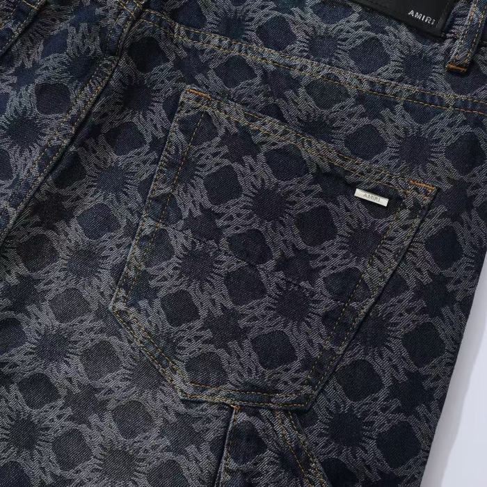 NIGO Amiri Men's All-Over Jacquard Denim Pants Four-Season Patchwork Solid-Color Cotton Straight-Leg Trousers Ngvp #nigo2575
