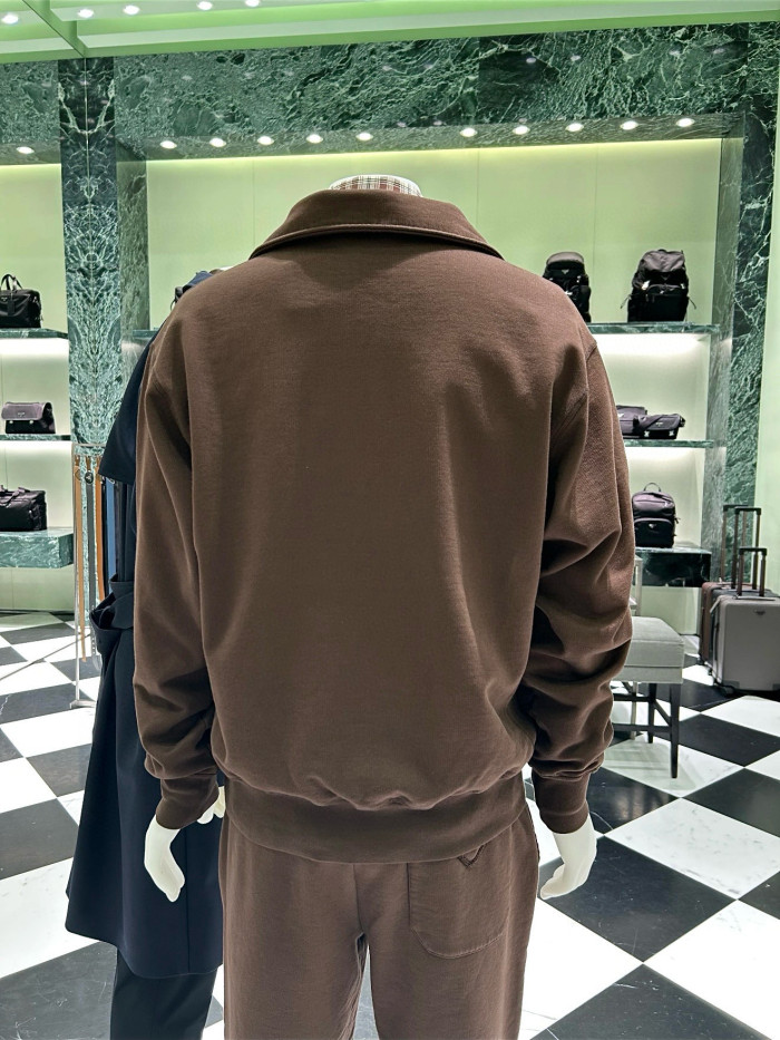 NIGO Prada Men's And Women's Spring/fall Fashion Casual Solid Color Collared Half Zip Logo Polo Shirt Pullover Long Sleeve Sweatshirt #nigo79262