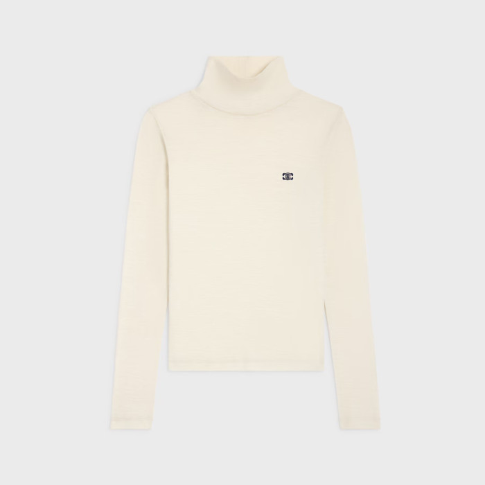 NIGO Celine Women's Fall/Winter Fashion Casual High Neck Long Sleeve Logo Mini Label Solid Color Wool Base Layer Sweater #nigo79263