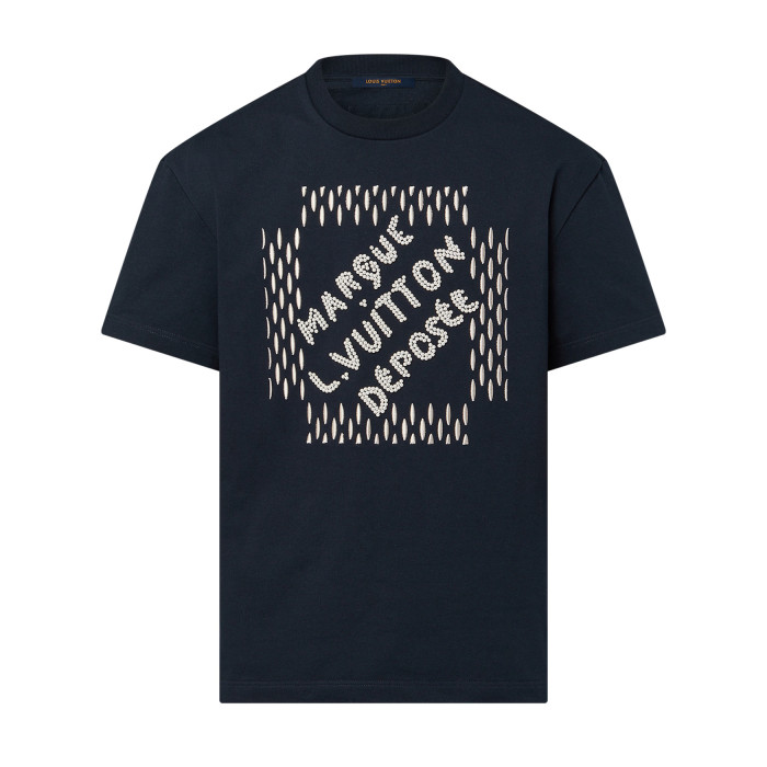 NIGO Louis Vuitton Men's Summer Solid Color Letter Beaded Embroidery Casual Round Neck Short Sleeve T-Shirt #nigo72342