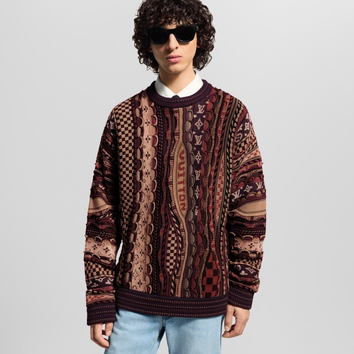 NIGO Louis Vuitton Men's Fall/Winter Fashion Casual Crewneck Pullover Ribbed Knit Wool Cotton Blend Sweater #nigo79282