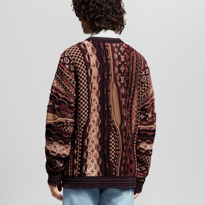NIGO Louis Vuitton Men's Fall/Winter Fashion Casual Crewneck Pullover Ribbed Knit Wool Cotton Blend Sweater #nigo79282