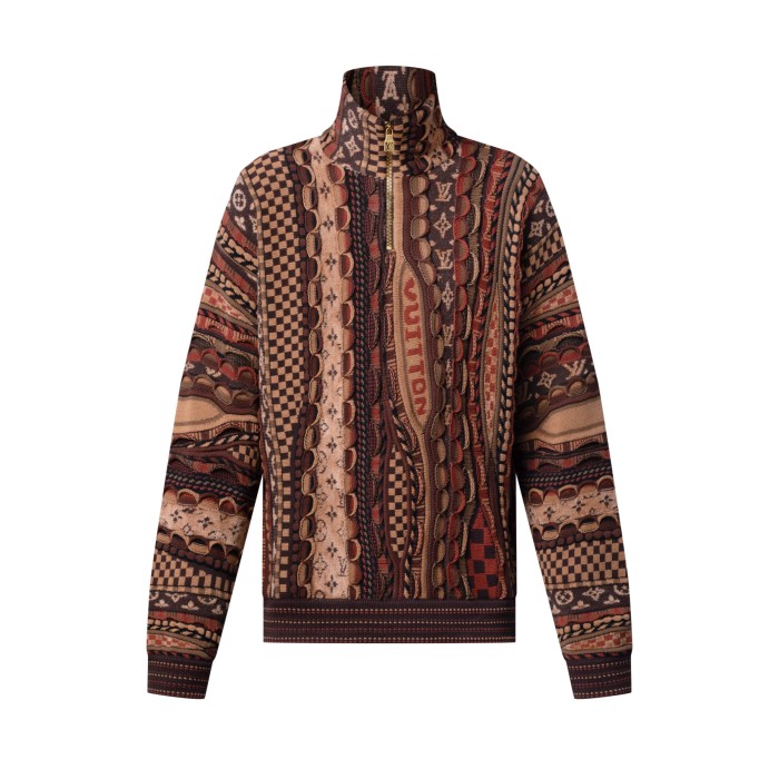 NIGO Louis Vuitton Men's And Women's Spring/fall Fashion Casual High Neck Pullover Half Zip Color Block Classic Print Sweatshirt #nigo79281
