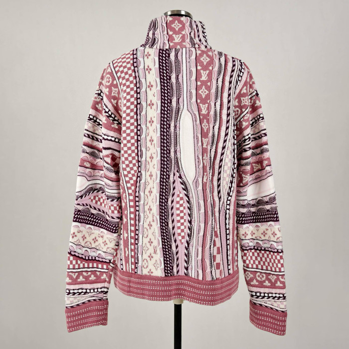NIGO Louis Vuitton Men's And Women's Spring/fall Fashion Casual High Neck Pullover Half Zip Color Block Classic Print Sweatshirt #nigo79281