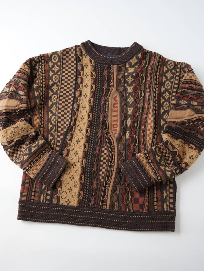 NIGO Louis Vuitton Men's Fall/Winter Fashion Casual Crewneck Pullover Ribbed Knit Wool Cotton Blend Sweater #nigo79282