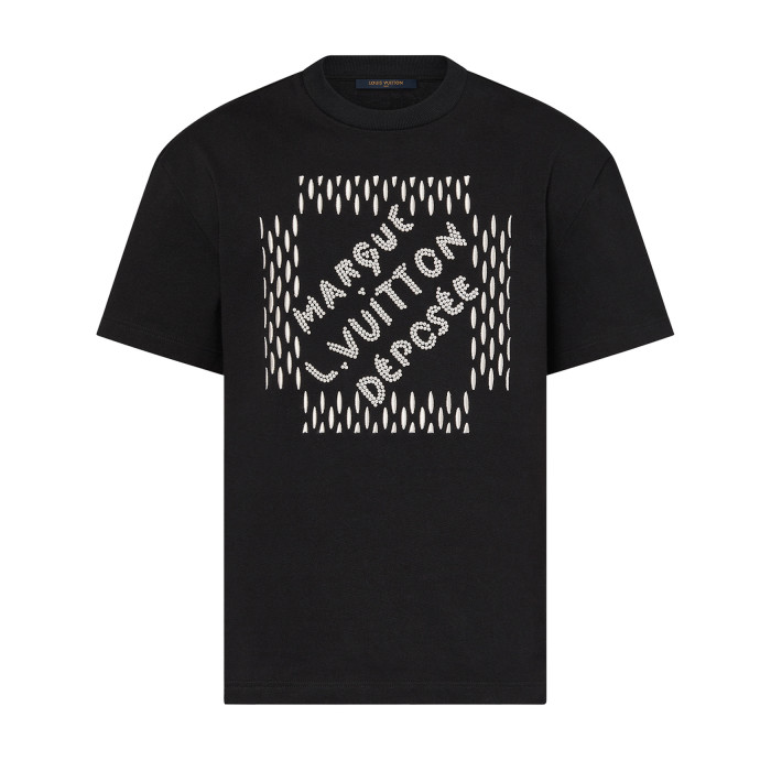 NIGO Louis Vuitton Men's Summer Solid Color Letter Beaded Embroidery Casual Round Neck Short Sleeve T-Shirt #nigo72342