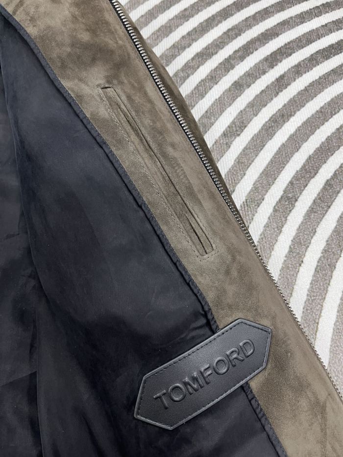 NIGO Tom Ford Men's Fall/Winter Casual Fashion Crew Neck Zipper Long Sleeve Baseball Leather Jacket #nigo79296