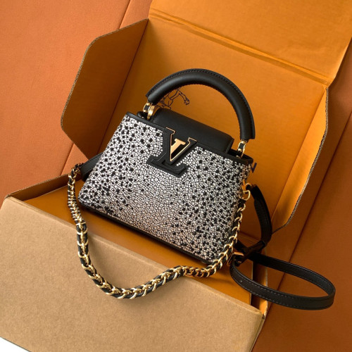 NIGO Louis Vuitton Women's Fashion Classic Crocodile Patterned Handbag With Hand Embedded Diamond Logo Letter Badge Dual-strap Tote Crossbody Bag Shoulder Black Bag Bags #nigo79297