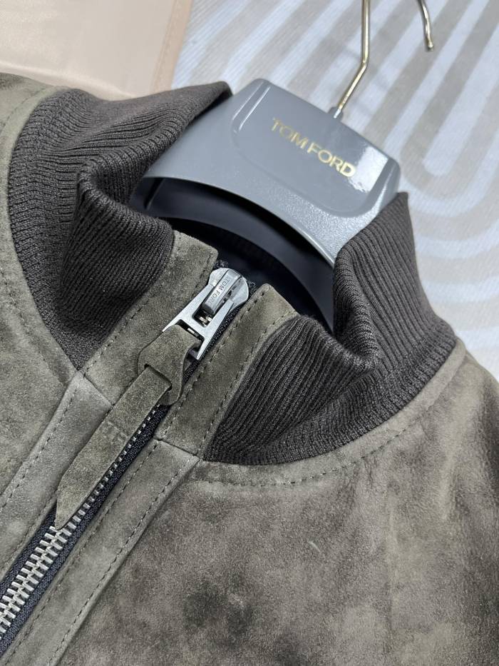 NIGO Tom Ford Men's Fall/Winter Casual Fashion Crew Neck Zipper Long Sleeve Baseball Leather Jacket #nigo79296