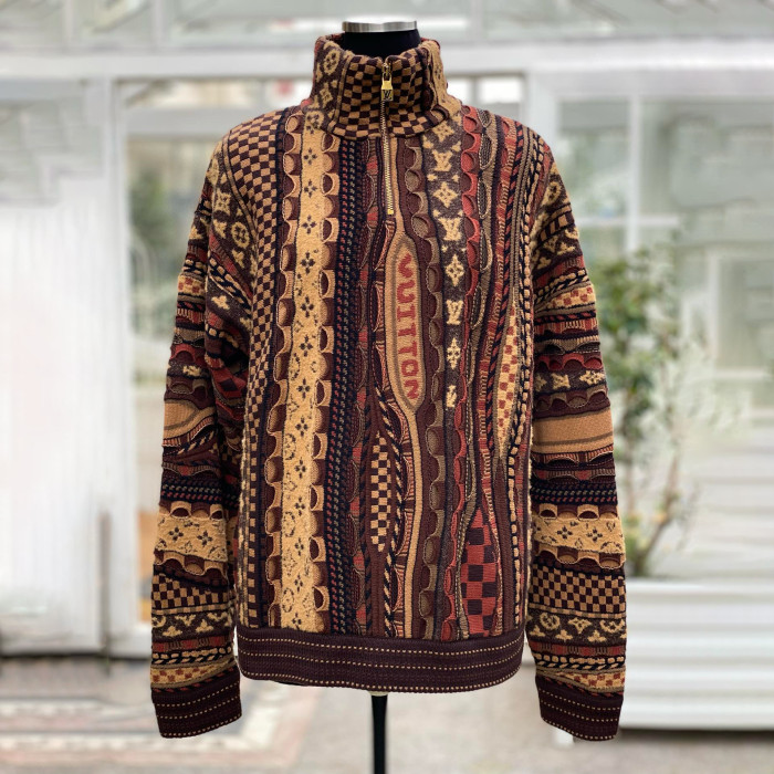 NIGO Louis Vuitton Men's And Women's Spring/fall Fashion Casual High Neck Pullover Half Zip Color Block Classic Print Sweatshirt #nigo79281