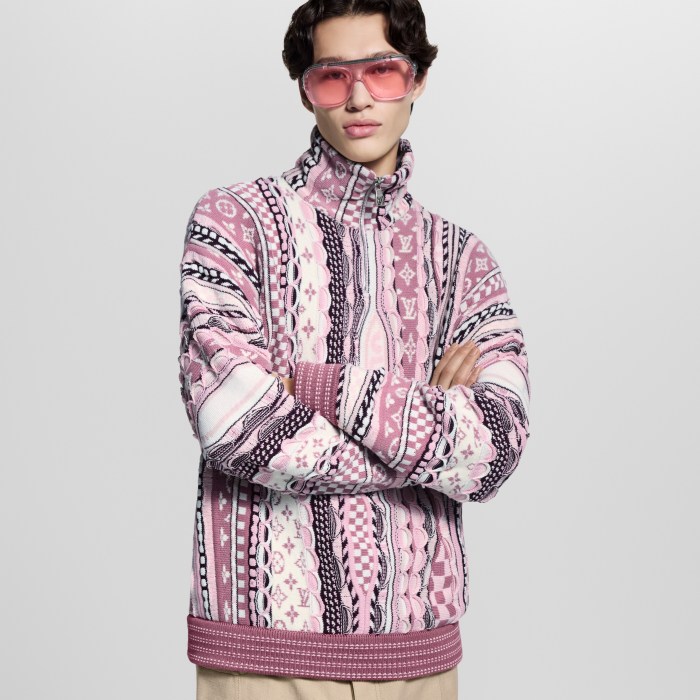 NIGO Louis Vuitton Men's And Women's Spring/fall Fashion Casual High Neck Pullover Half Zip Color Block Classic Print Sweatshirt #nigo79281