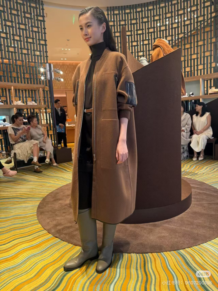 NIGO Hermes Women's Spring/Fall Four-Pocket Reversible Cashmere Zipper Solid Color Straight-Cut Long Coat Jacket Ngvp #nigo2584