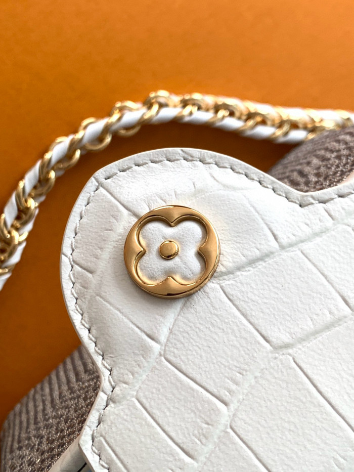 NIGO Louis Vuitton Women's Fashion Classic Crocodile Patterned Handbag With Hand Embedded Diamond Logo Letter Badge Dual-strap Tote Crossbody Bag Shoulder White Bag Bags #nigo79287
