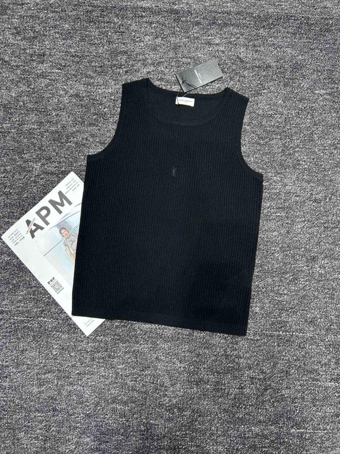 NIGO SAINT LAURENT CASSANDR Women's Spring/Summer Fashion Casual Crewneck Pullover Ribbed Cotton Logo Embroidered Tank Top Vest #nigo79359