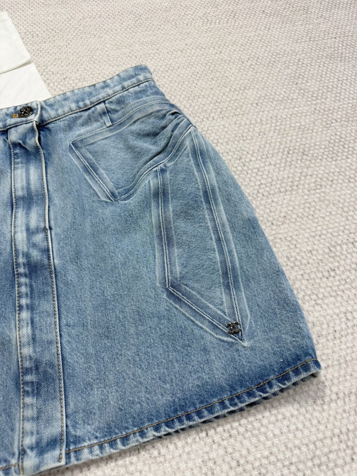 NIGO Chanel Women's Summer Cotton Bow-Tie Solid-Color Mid-Rise Denim Skirt Ngvp #nigo2589