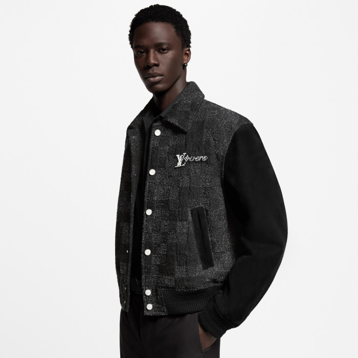 NIGO Louis Vuitton Men's Fall/Winter Fashion Casual Lapel Single Breasted Handcrafted Pearl Leather Plaid Jacket #nigo79324