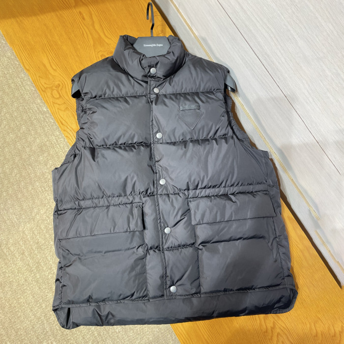 NIGO Prada Men's Fall/Winter Fashion Casual High Neck Single Button Solid Color Logo Triangle Patch Decorated Vest #nigo79331