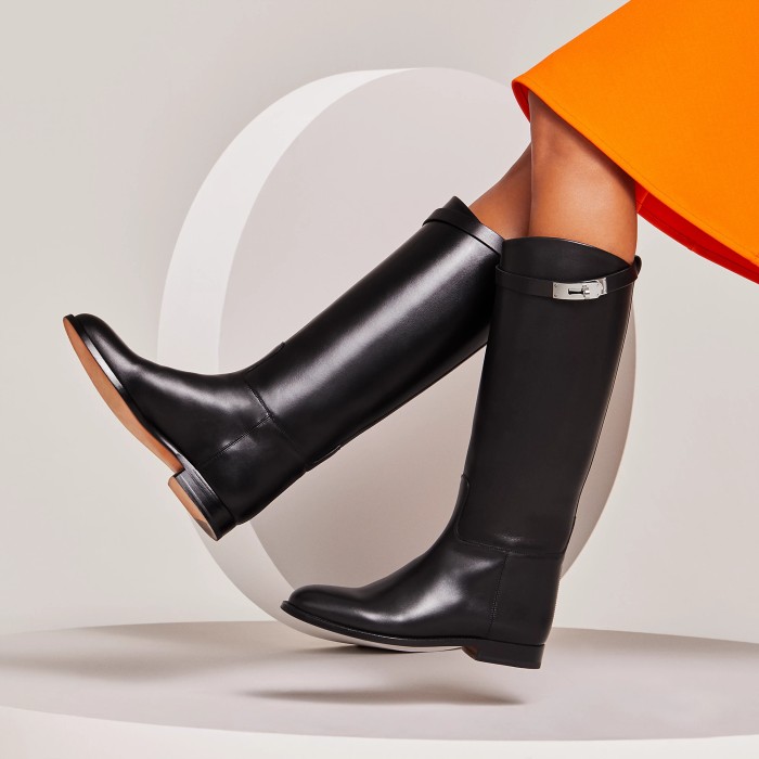 NIGO Hermes Jumping Women's Fall/Winter Fashion Classic Solid Color Round Toe Leather Kelly Buckle Classic Riding Boots Shoes #nigo79333